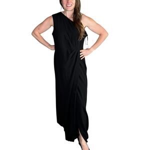 CALVIN KLEIN Black One Shoulder Long Formal Gown Women's Size 14 NWT Maxi Dress